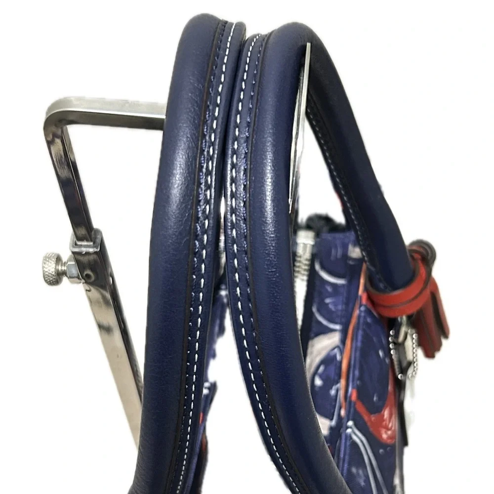 COACH Candace Legacy Heritage Scribble C & Leather Carryall in Navy Blue NWT - Picture 10 of 15